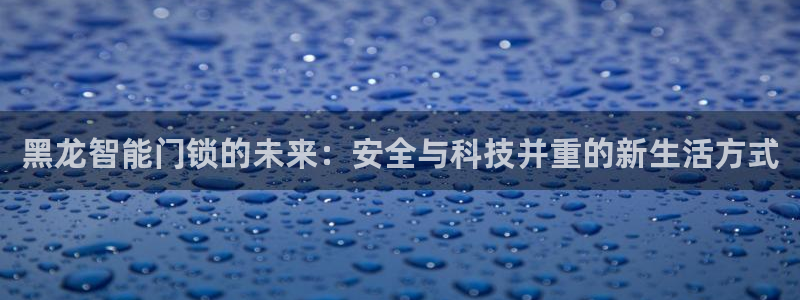 利记正式官网：黑龙智能门锁的未来：安全与科技并重的新生活方式